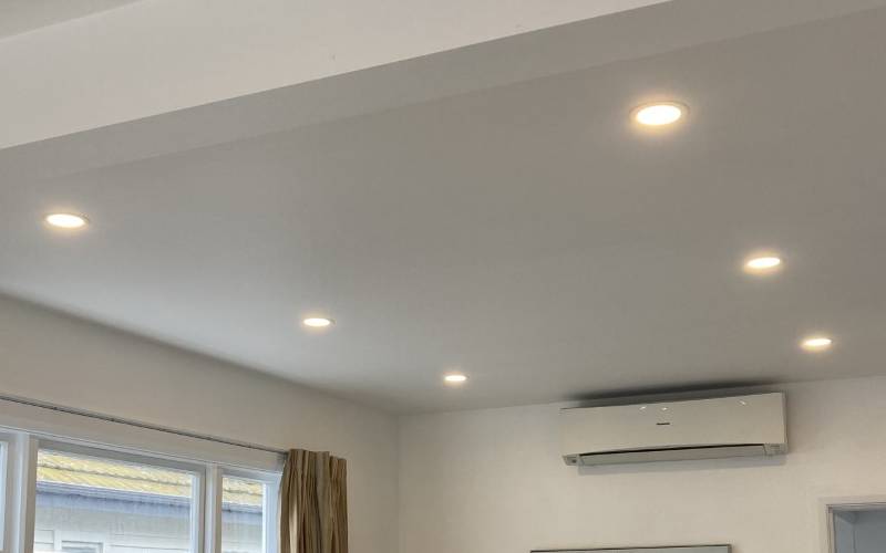 Recessed LED downlights installed in a Christchurch living room